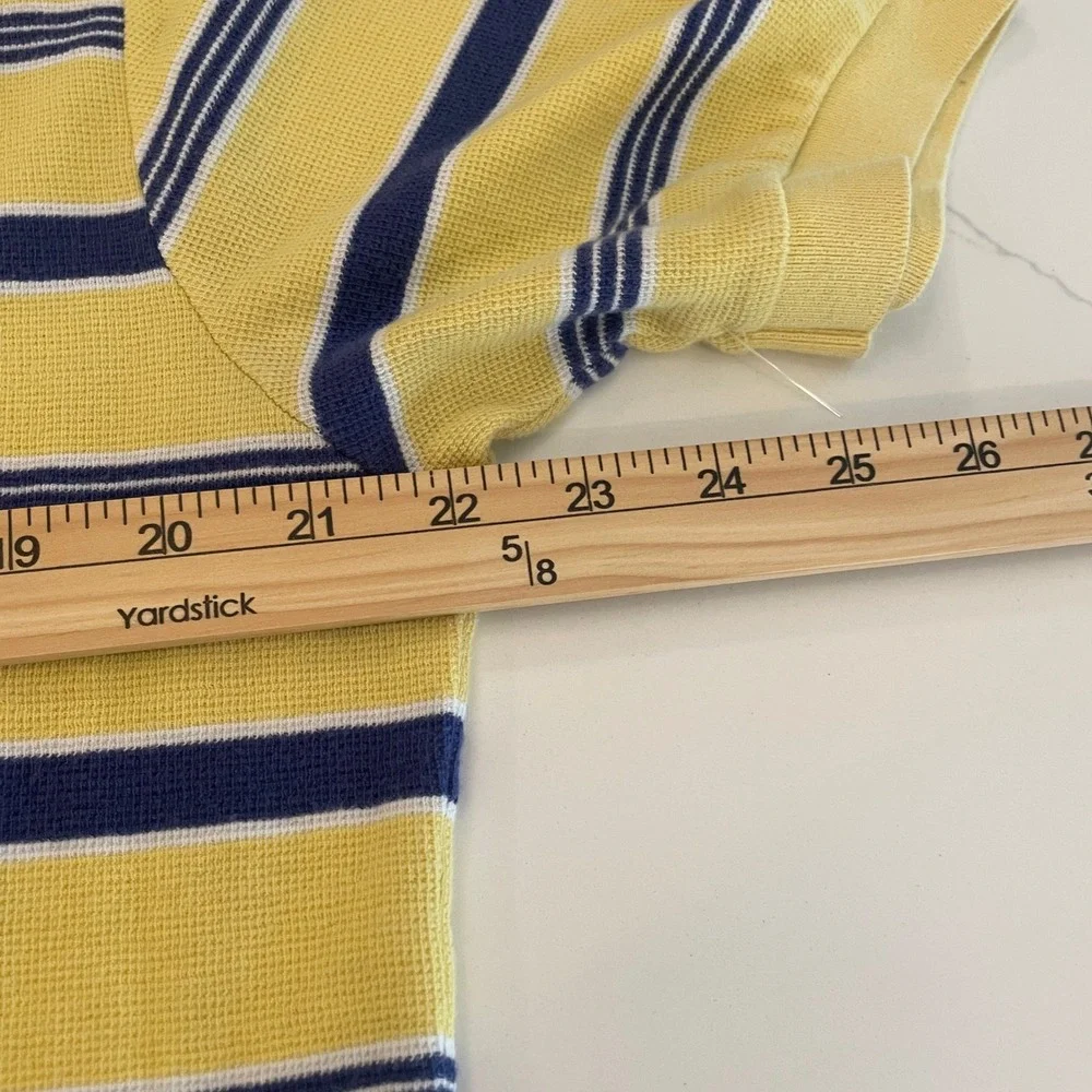 Polo Ralph Lauren Mens Large Yellow Striped Cotton Pique Short Sleeve Polo Shirt
